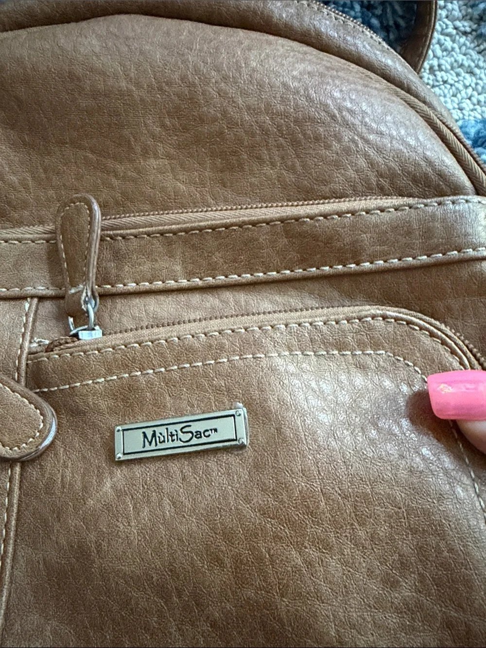 Gently Used..Tan Leatherette Mini Backpack